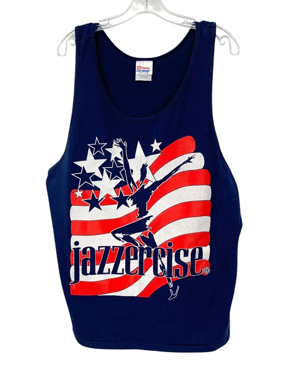 Vintage 1980's Jazzercise Tank Top Glitter Graphics Adult XL 80s Made in USA